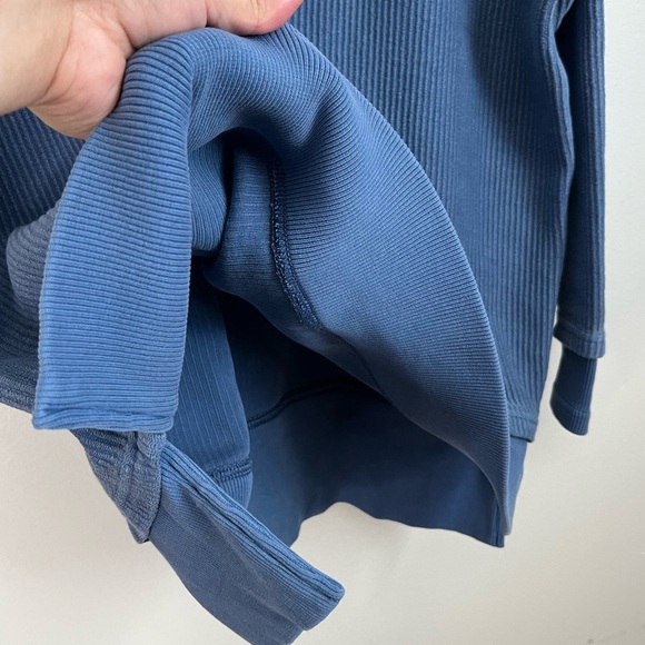 Aerie Oversized Textured Henley Hoodie Blue Pullover - Picture 11 of 15